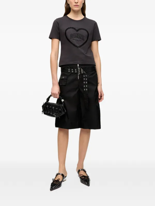 GANNI ハートロゴ Tシャツ GANNI heart-motif T-shirt | Grey | FARFETCH
