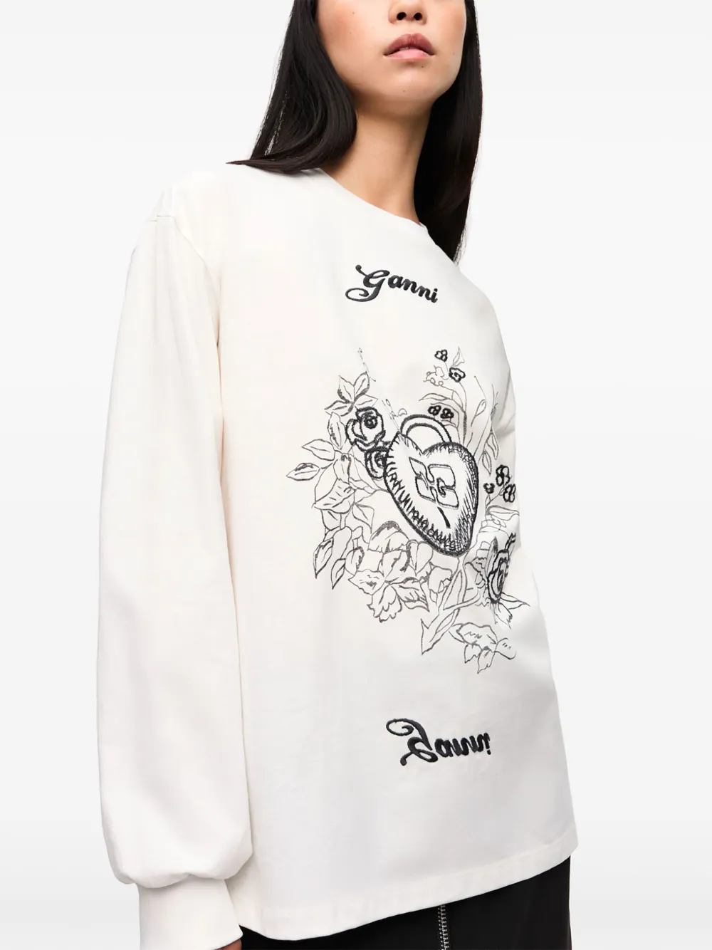 GANNI Sweater met print Wit