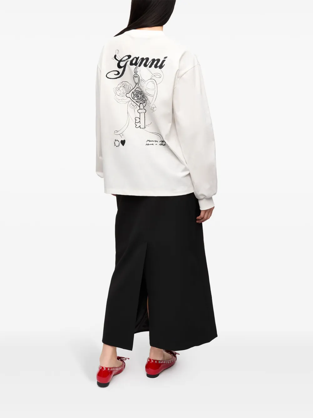 GANNI グラフィック スウェットシャツ | ホワイト | FARFETCH JP
