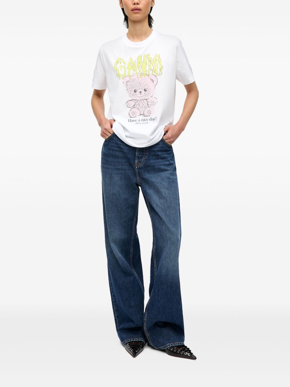 GANNI T-shirt met print - Wit