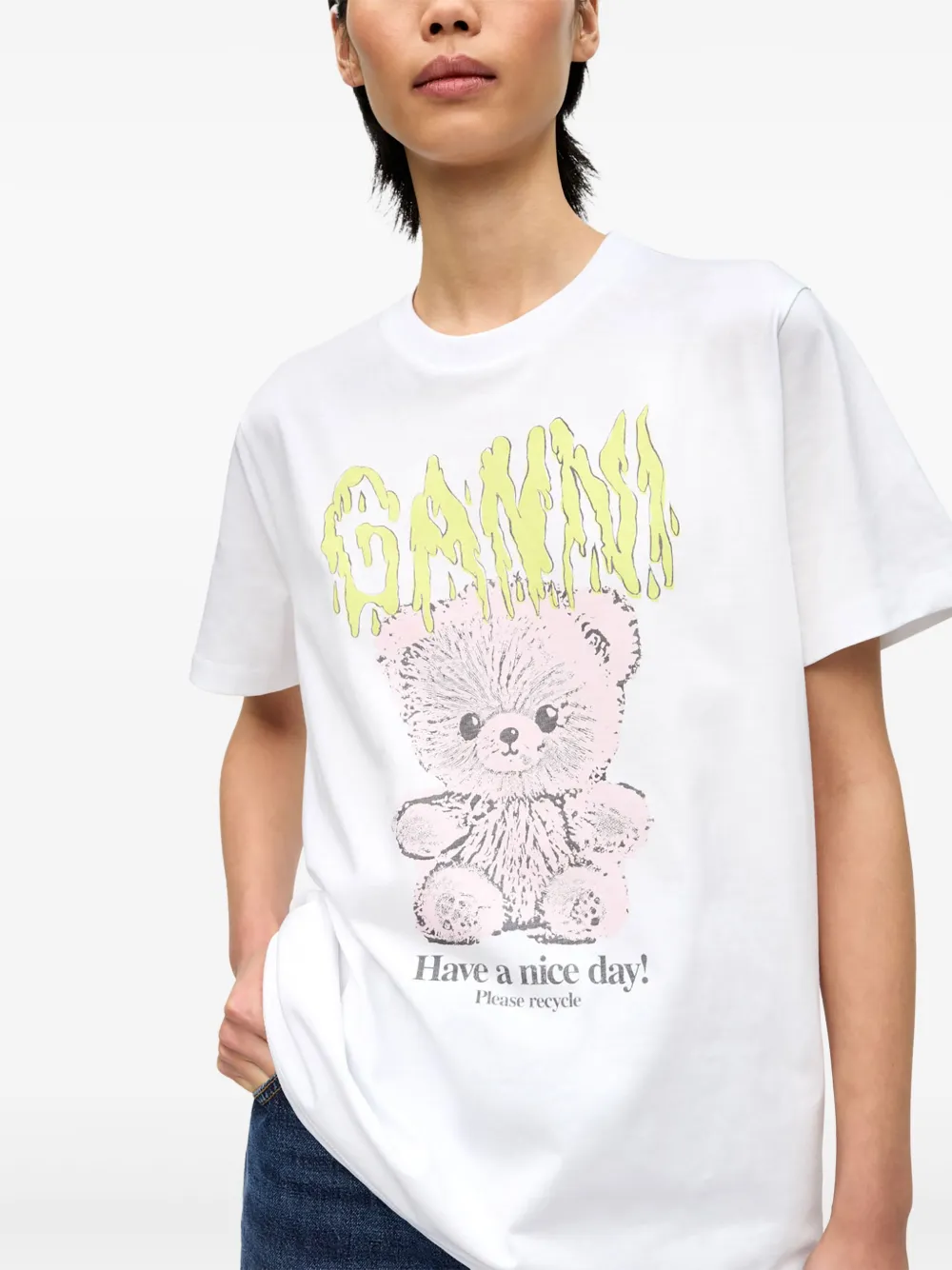 GANNI T-shirt met print Wit