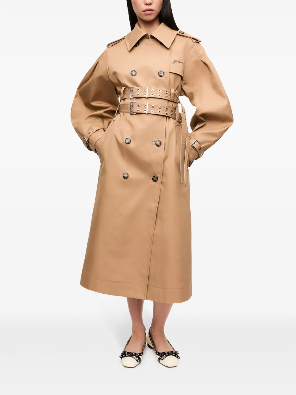 GANNI Trenchcoat met ceintuur - Bruin