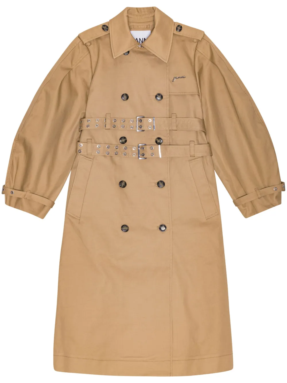 GANNI Trenchcoat met ceintuur Bruin