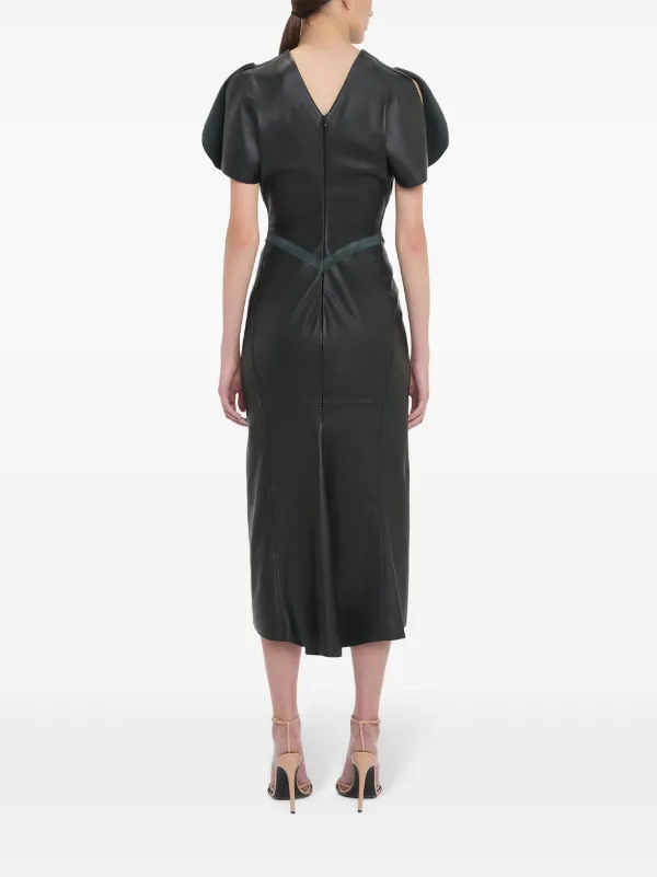 Victoria Beckham Gathered Midi Dress Black FARFETCH GE