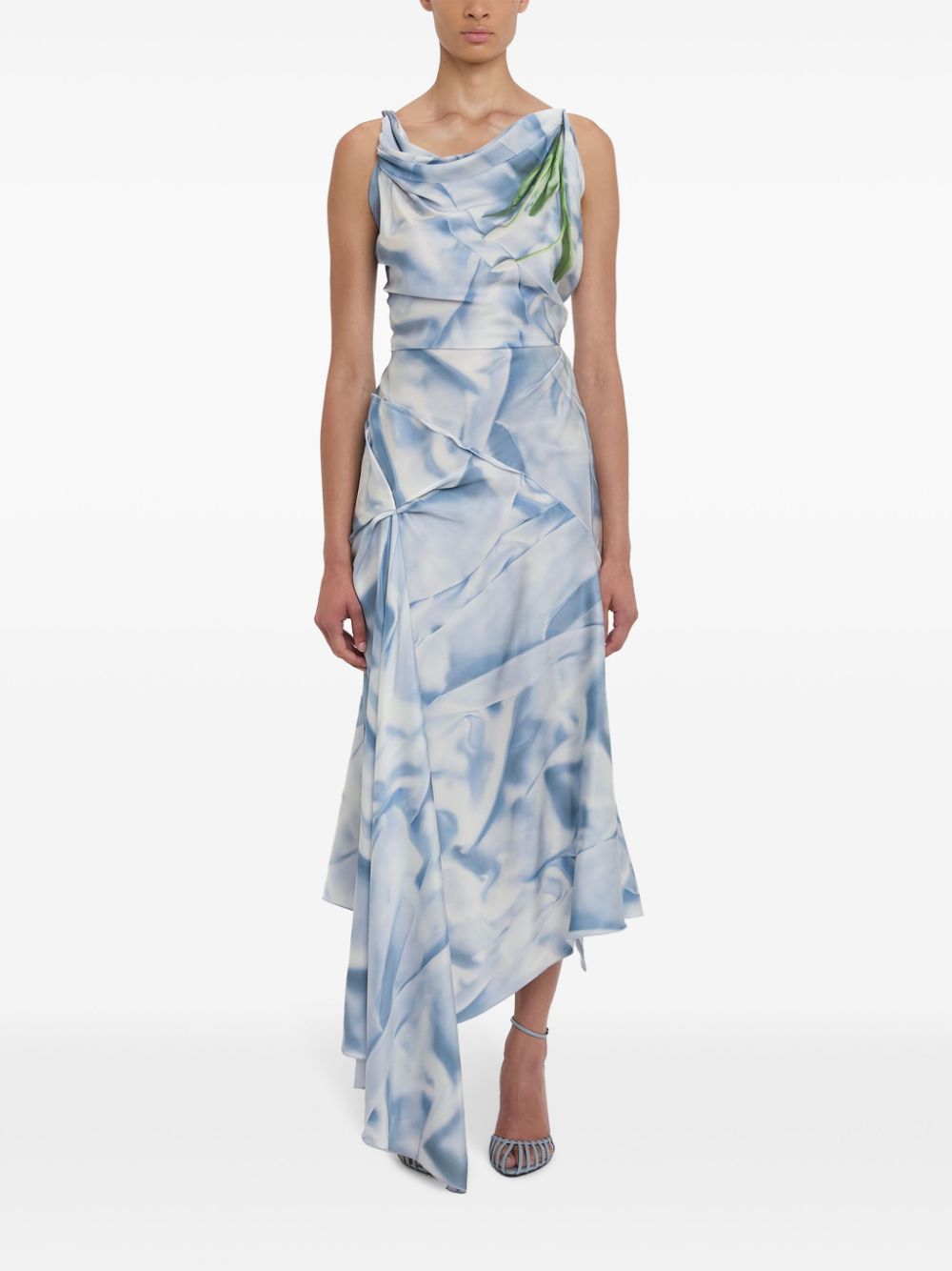 Victoria Beckham draped asymmetric midi dress - Blauw