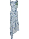 Victoria Beckham draped asymmetric midi dress - Blue