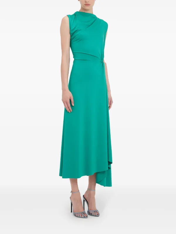 Victoria Beckham Draped Asymmetric Midi Dress | Green | FARFETCH