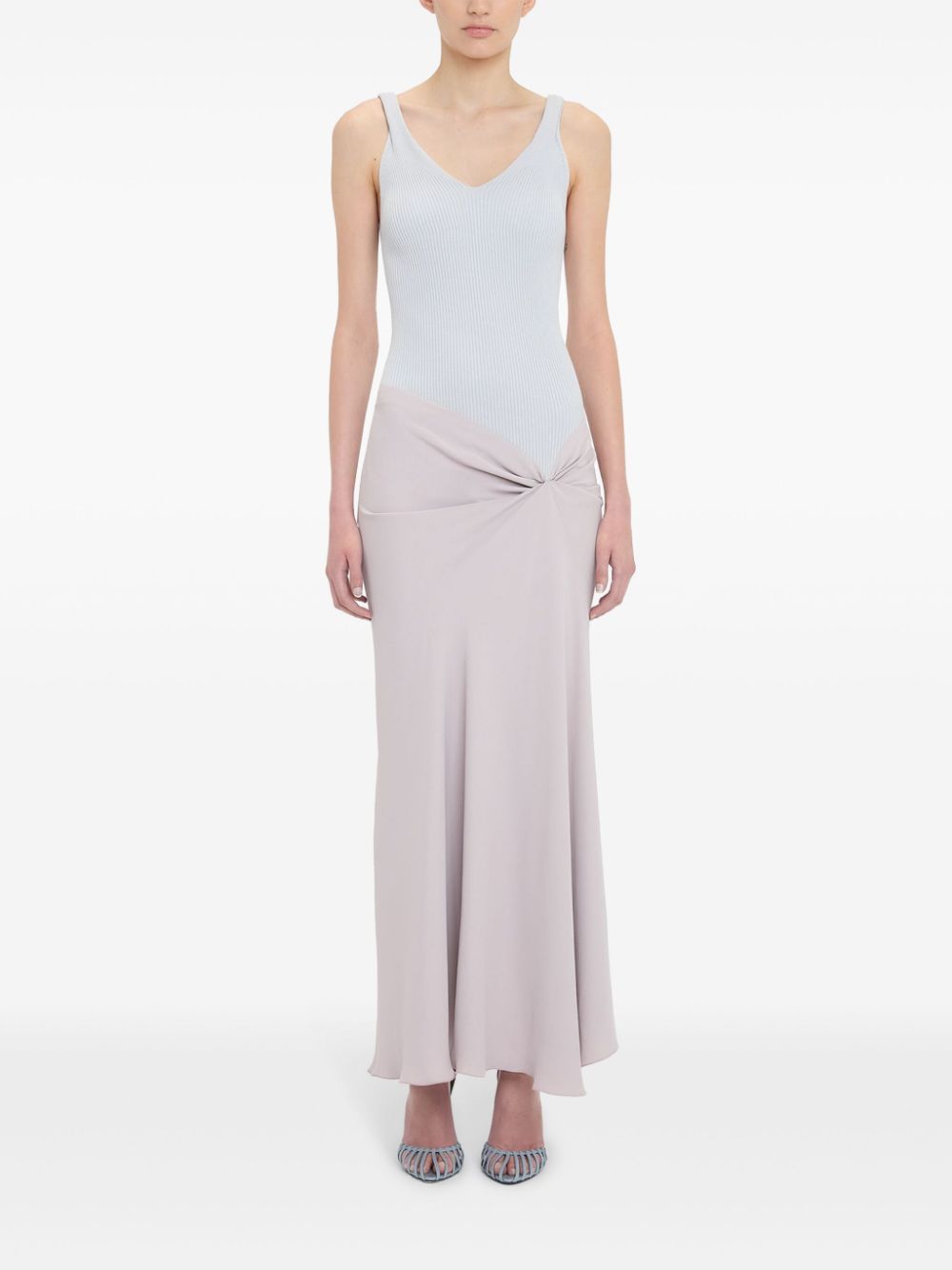 Victoria Beckham Maxi-jurk met gebreide detail - Grijs