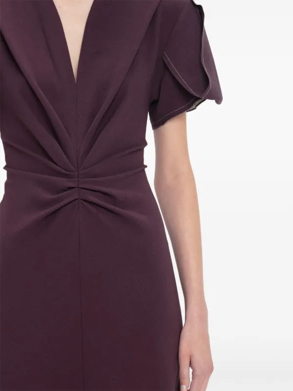 Victoria Beckham ギャザーVネックドレス | パープル | FARFETCH JP