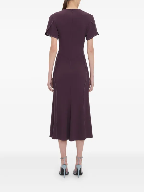 Victoria Beckham ギャザーVネックドレス | パープル | FARFETCH JP