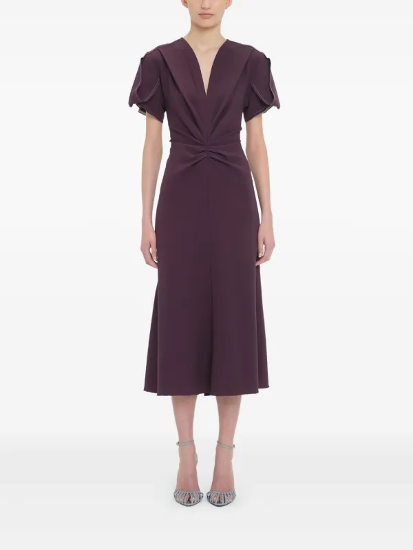 ＜関税込＞Victoria Beckham＊ギャザーVネック フレアドレス 関税込＞Victoria Beckham＊ギャザーVネック フレアドレス
