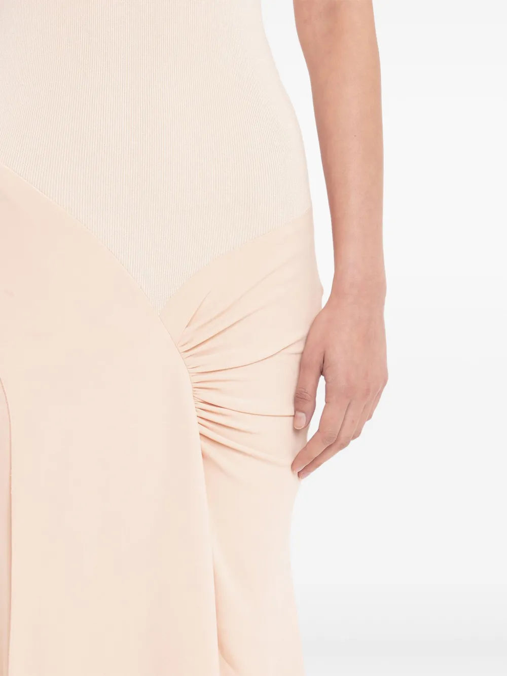 Victoria Beckham Maxi-jurk met kapmouwen en gebreid vlak Beige
