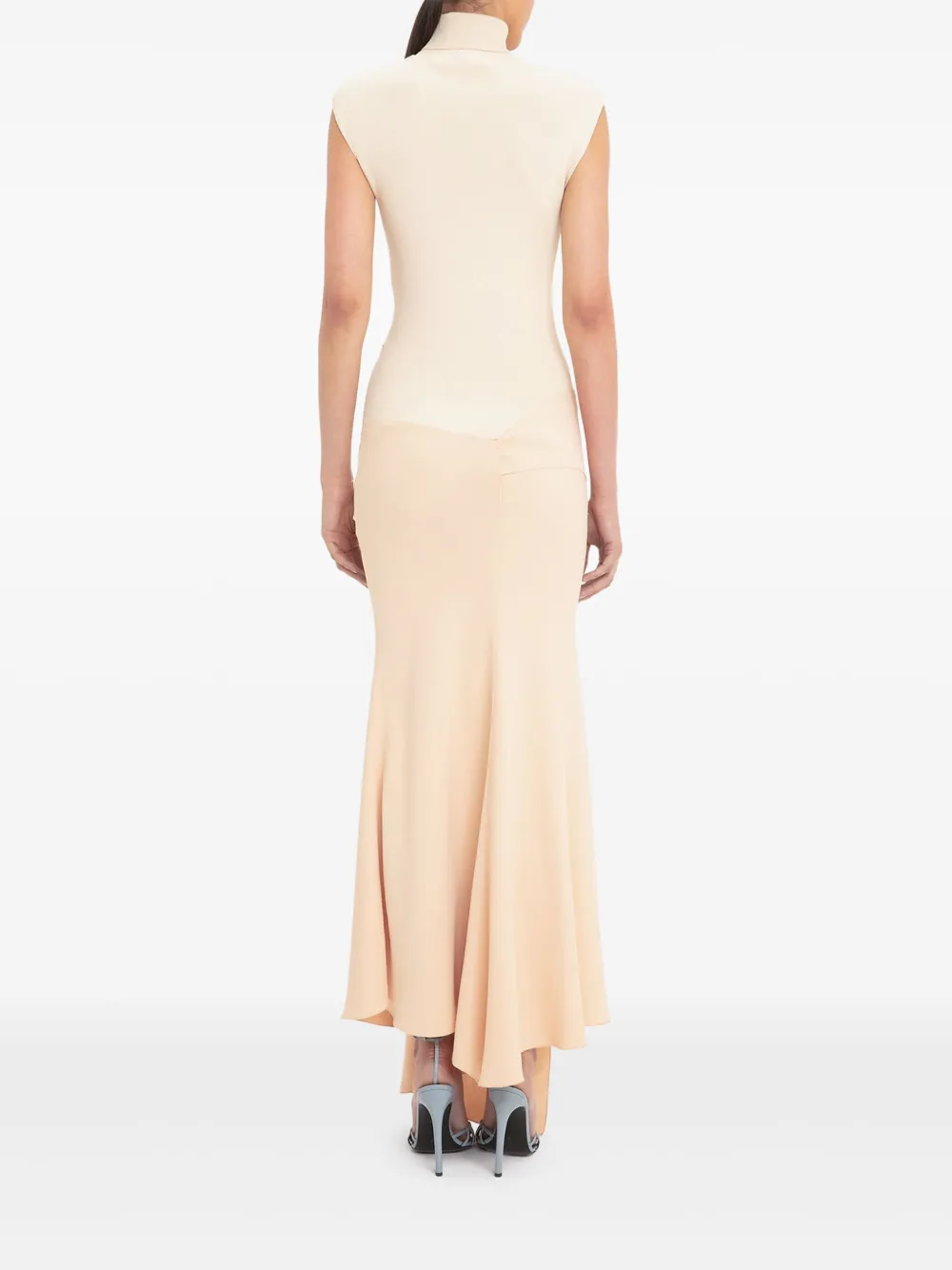 Victoria Beckham Maxi-jurk met kapmouwen en gebreid vlak Beige