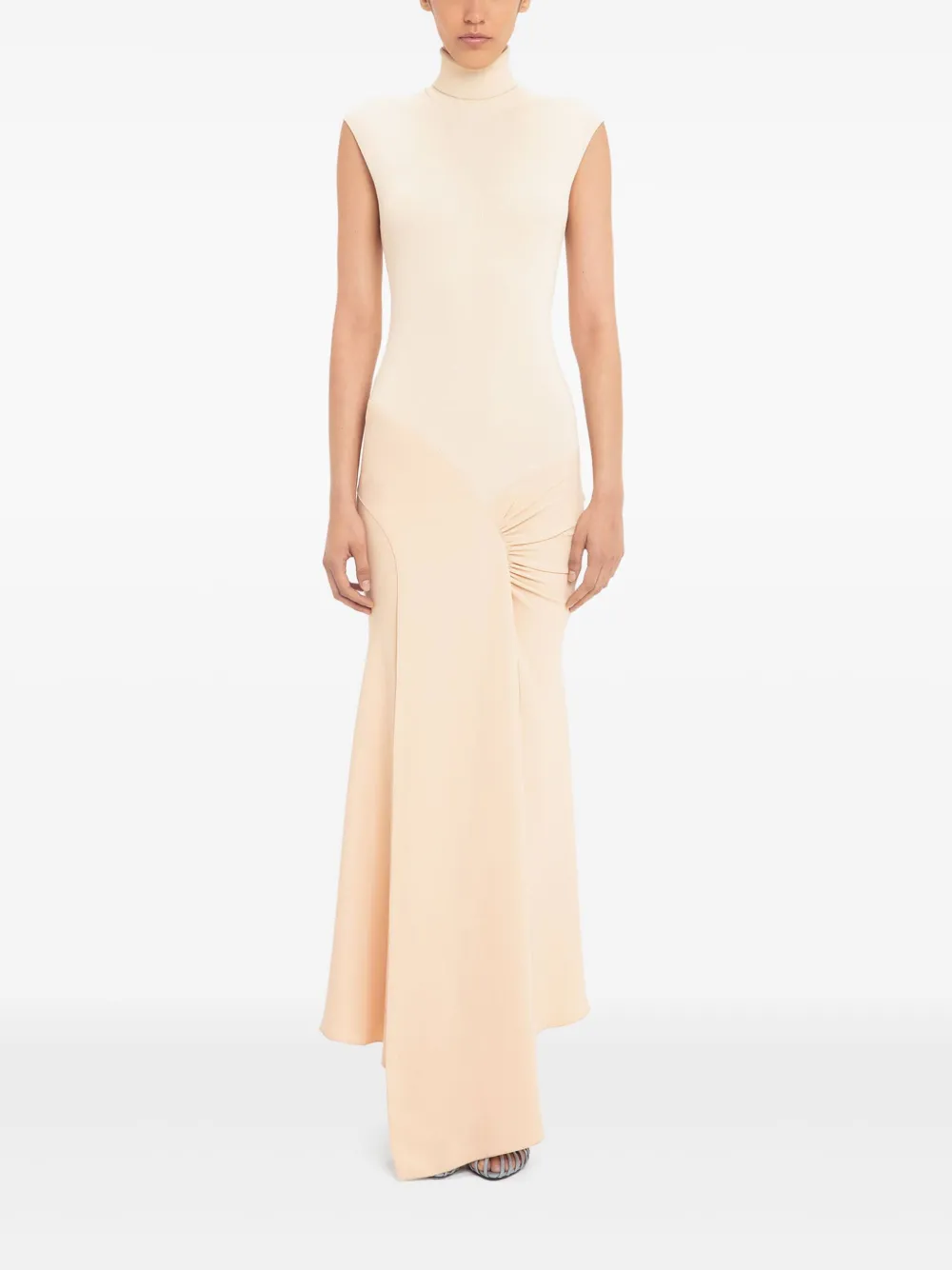 victoriabeckham Victoria Beckham Maxi-jurk met kapmouwen en gebreid vlak - Beige