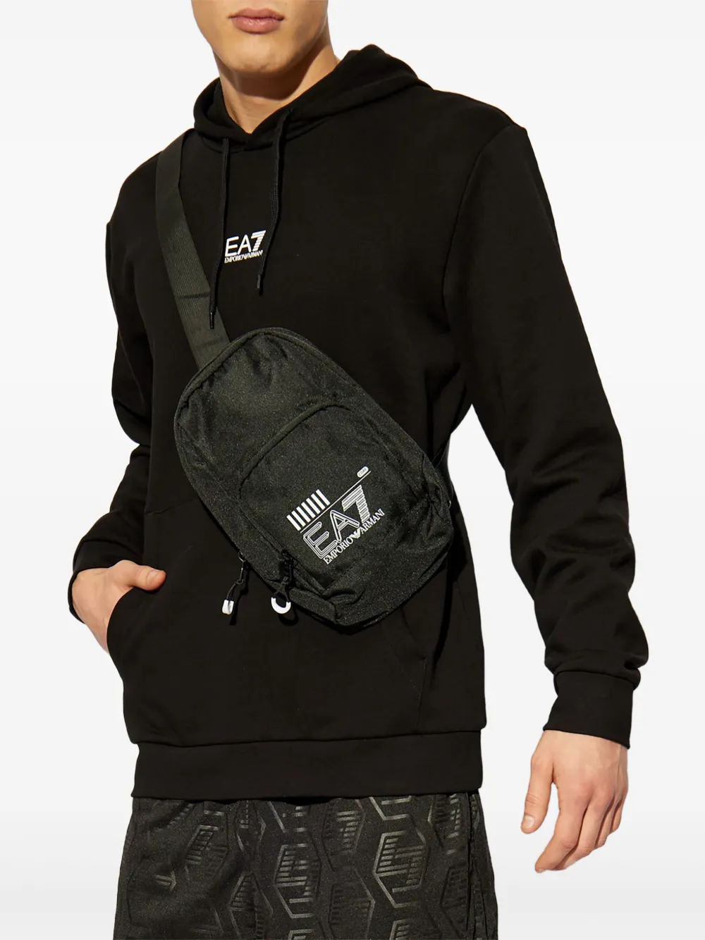 Ea7 Emporio Armani Hoodie met logoprint Zwart