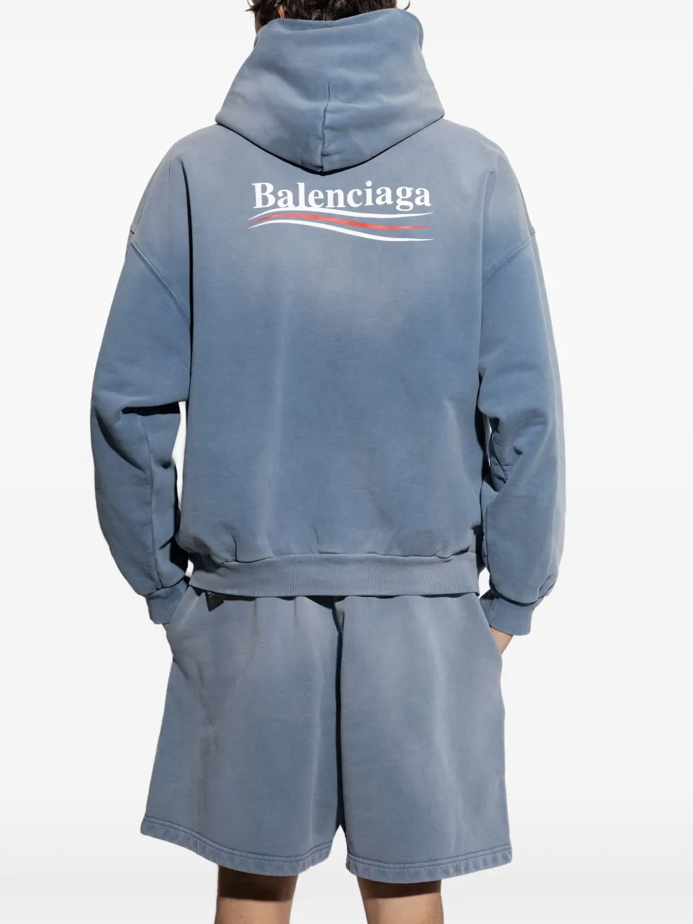 Balenciaga Hoodie met logoprint Blauw