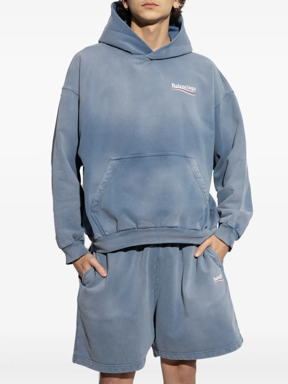Balenciaga Hoodie met logoprint Blauw