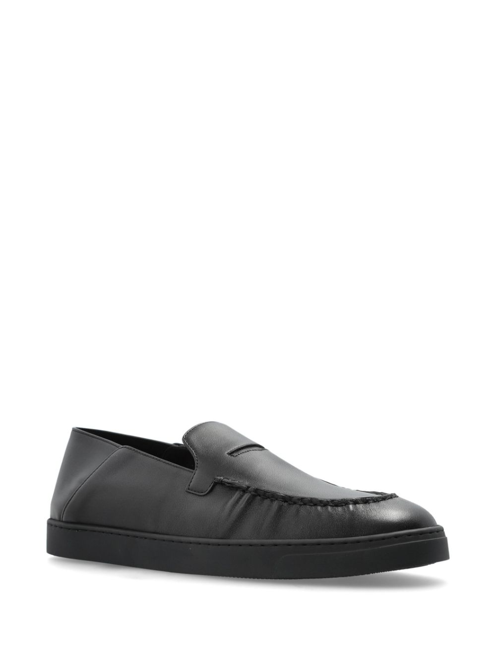 Giorgio Armani leather penny loafers - Zwart