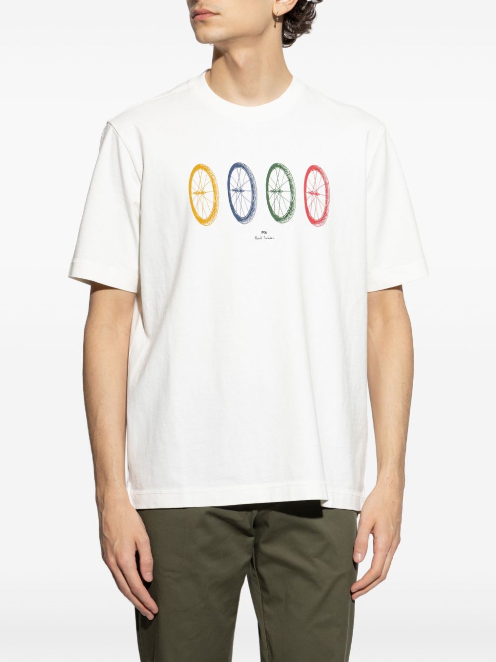 PS Paul Smith Wheels-print T-shirt - Wit