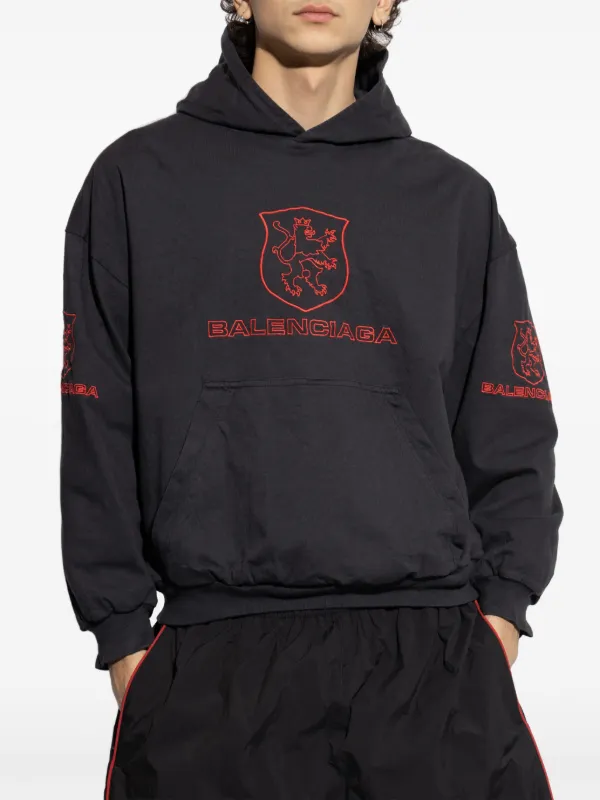 Balenciaga logo embroidered Hoodie Black FARFETCH ZA