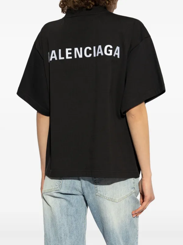 Balenciaga logo-embroidered T-shirt | Black | FARFETCH