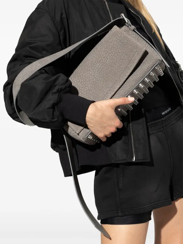 Ricco Medium Flap Bag in Nubuck Leather in GREY | alexanderwang®