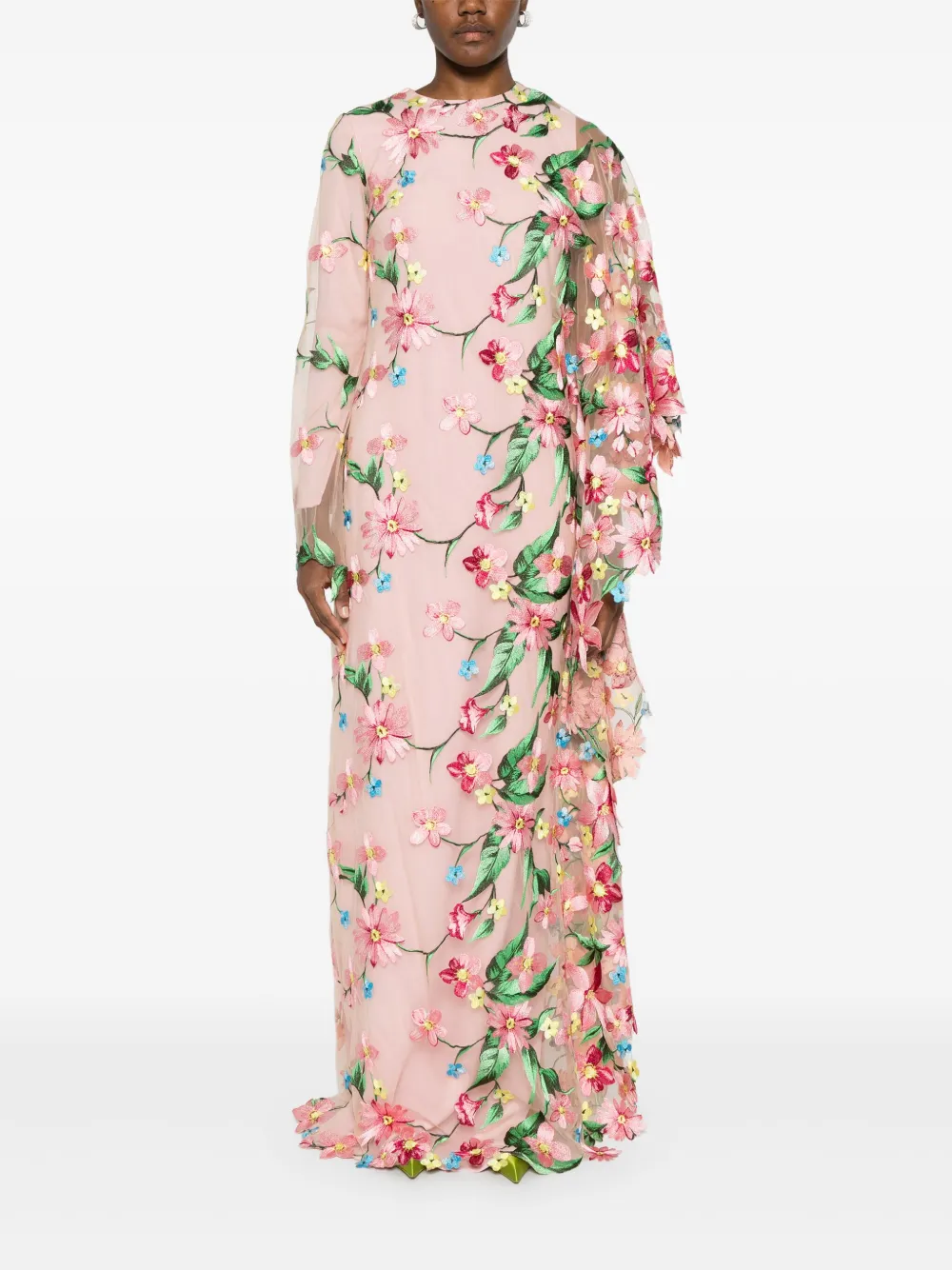 JEAN-LOUIS SABAJI Abaya met geborduurde bloemen - Roze