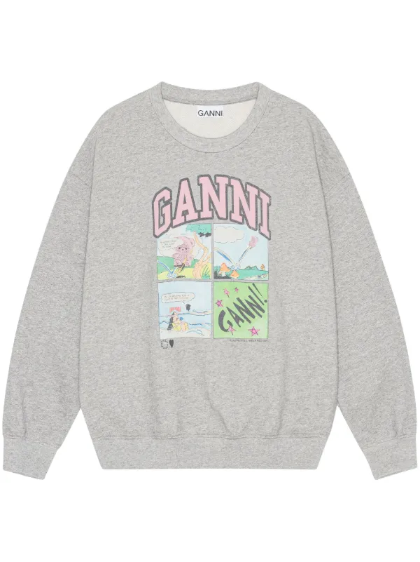 GANNI Printed Sweatshirt Grey FARFETCH PH