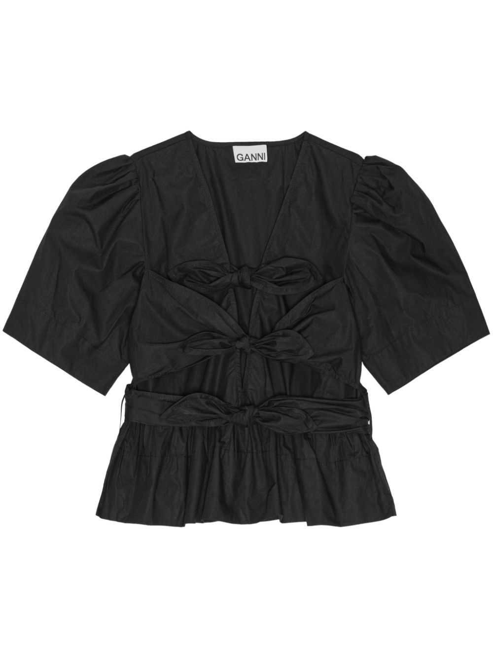 GANNI bow-detail blouse - Black