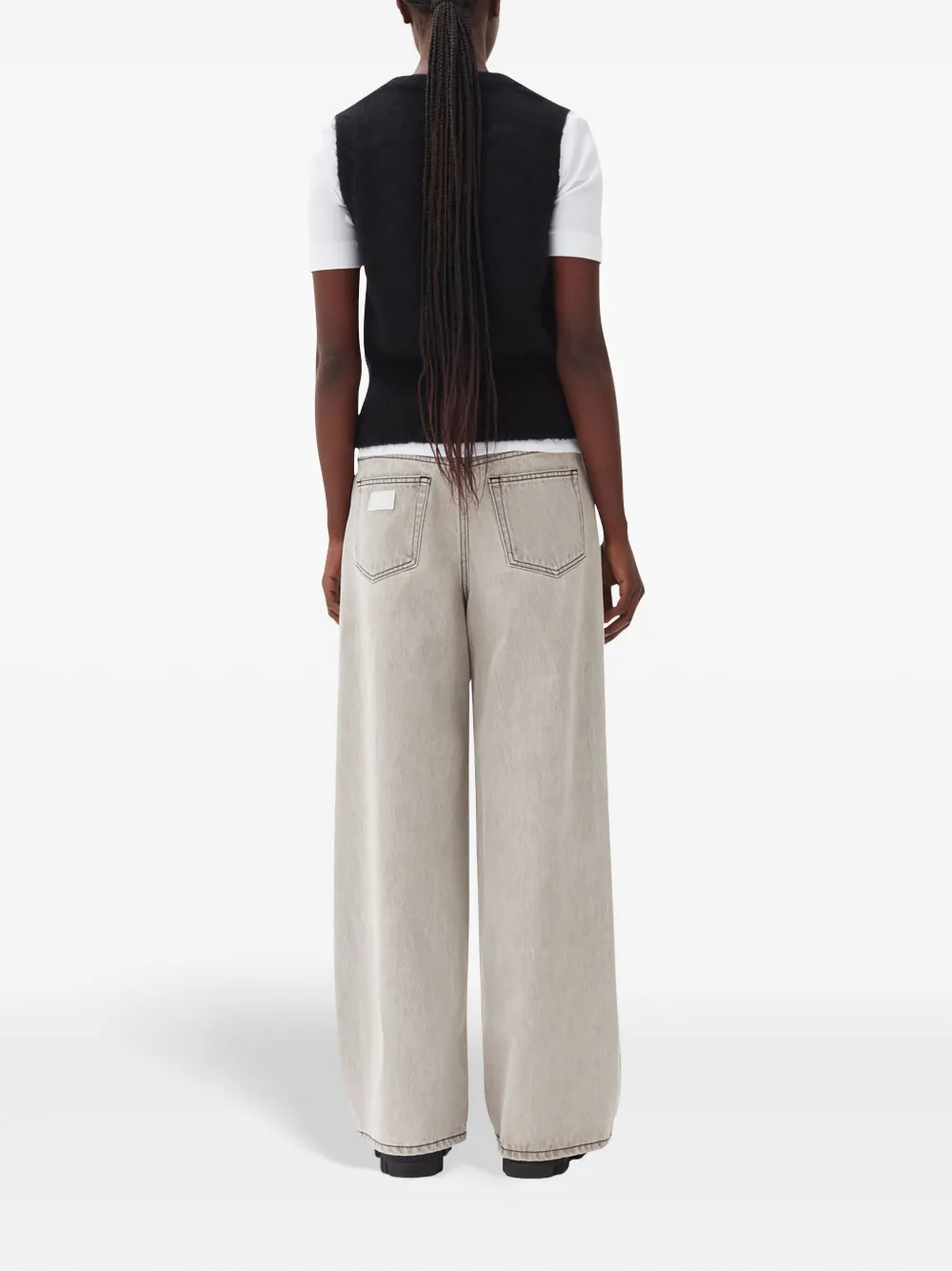 Ganni Knitted Tie String Vest In Black