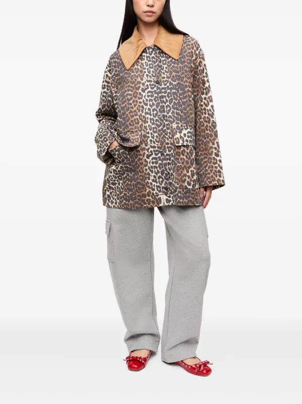 GANNI ベージュ レザーシャツジャケット Ganni Leopard-Printed Short Jacket | Liberty