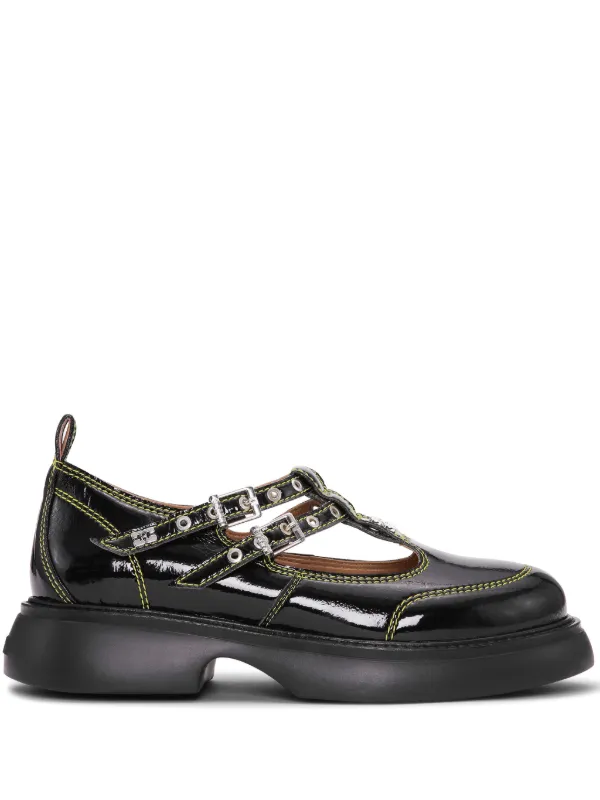 Ganni Logo-plaque Loafers in Black