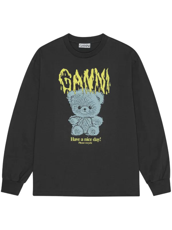 GANNI Printed Sweatshirt Black FARFETCH AU