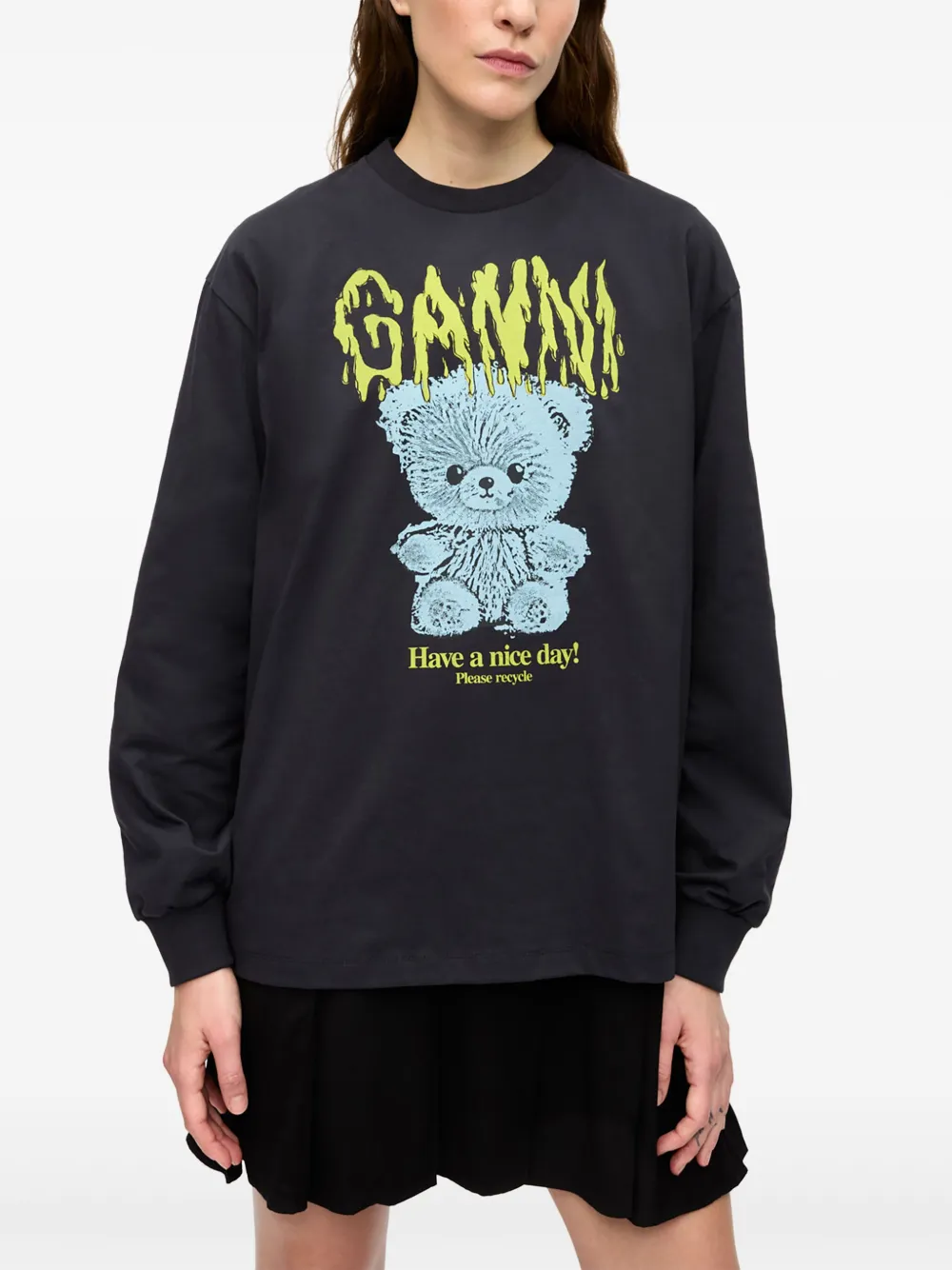GANNI Sweater met print Zwart