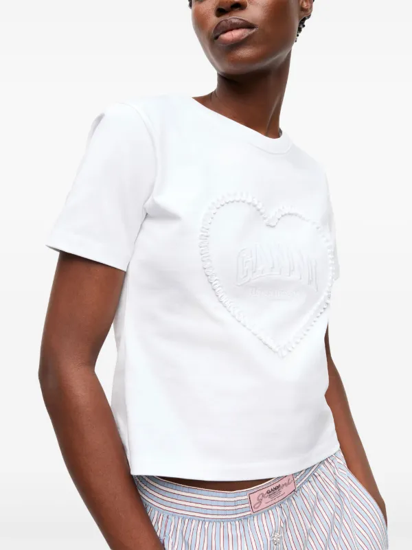 GANNI ハートアップリケ Tシャツ | ホワイト | FARFETCH JP