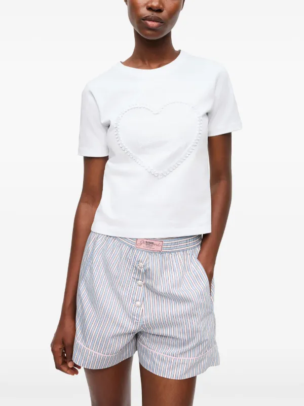 GANNI ハートアップリケ Tシャツ | ホワイト | FARFETCH JP