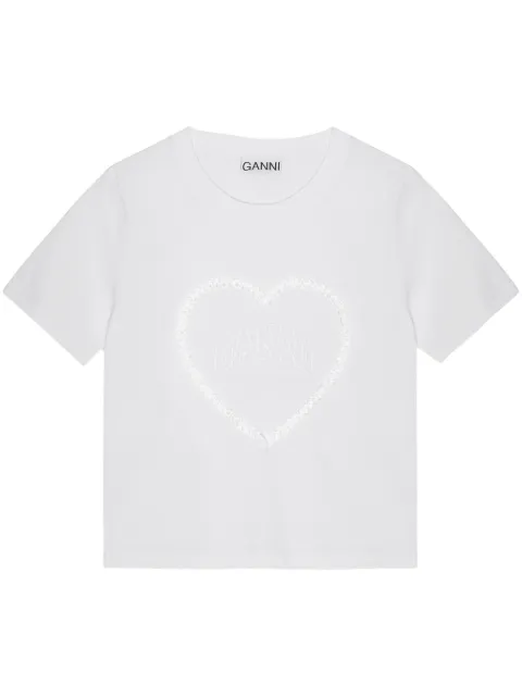 GANNI playera con aplique de corazón