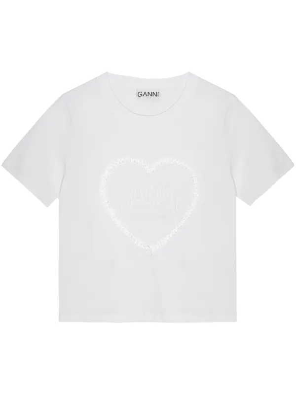 GANNI ハートアップリケ Tシャツ | ホワイト | FARFETCH JP