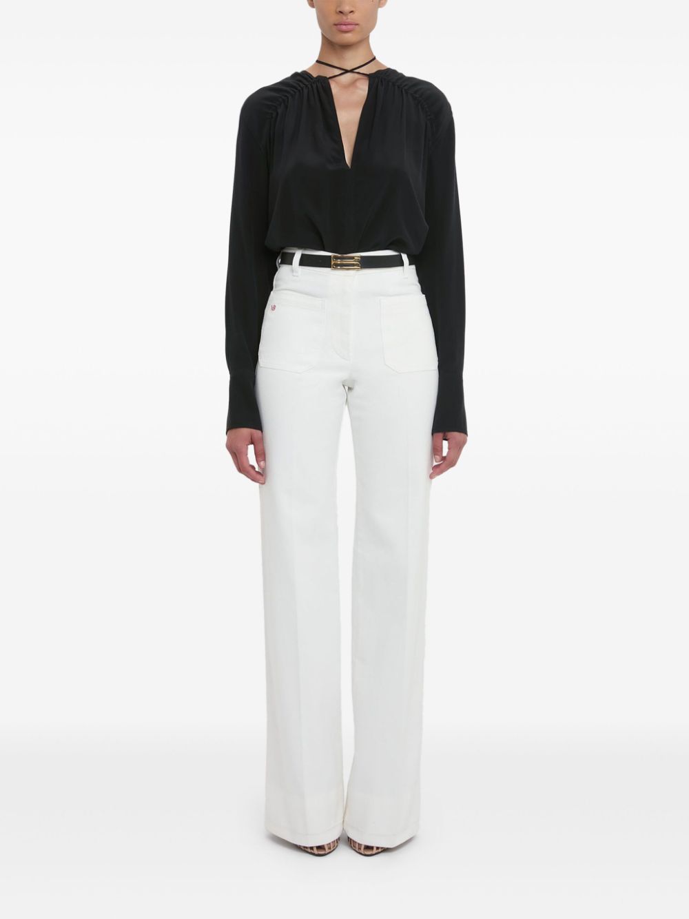 Victoria Beckham gathered-detail blouse - Zwart