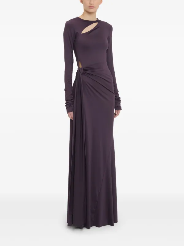Victoria Beckham knot-detail long-sleeve Gown | Brown | FARFETCH
