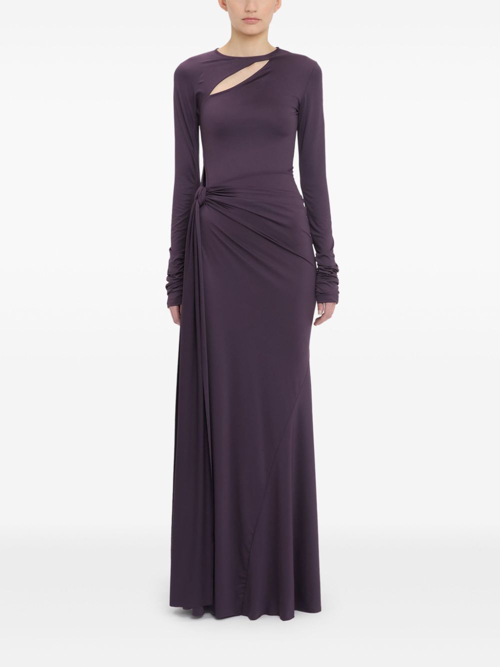 Victoria Beckham knot-detail long-sleeve gown - Bruin