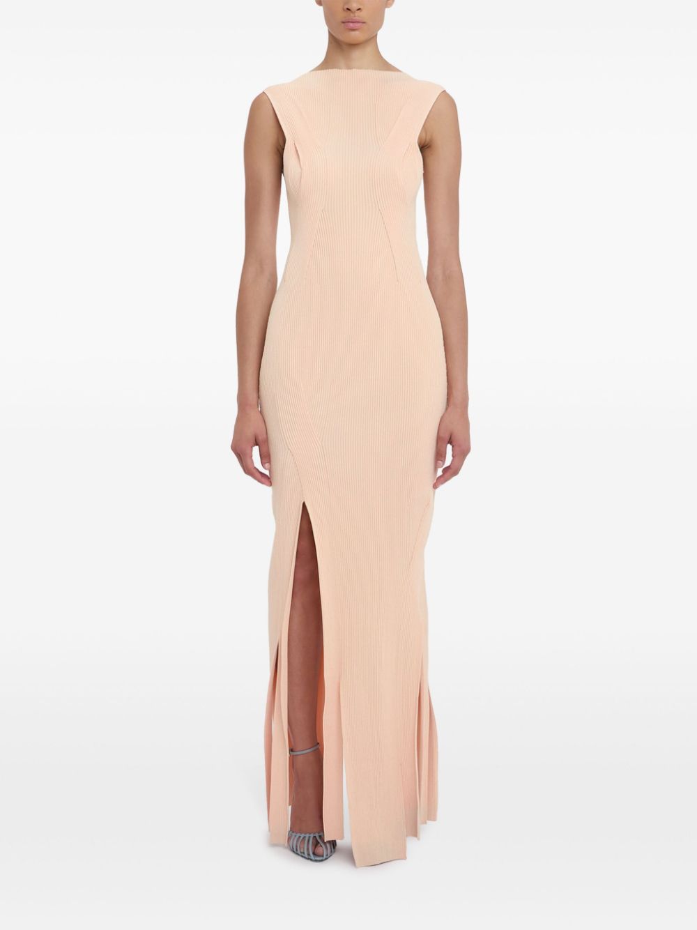 Victoria Beckham pleat-detailing sleeveless maxi dress - Roze