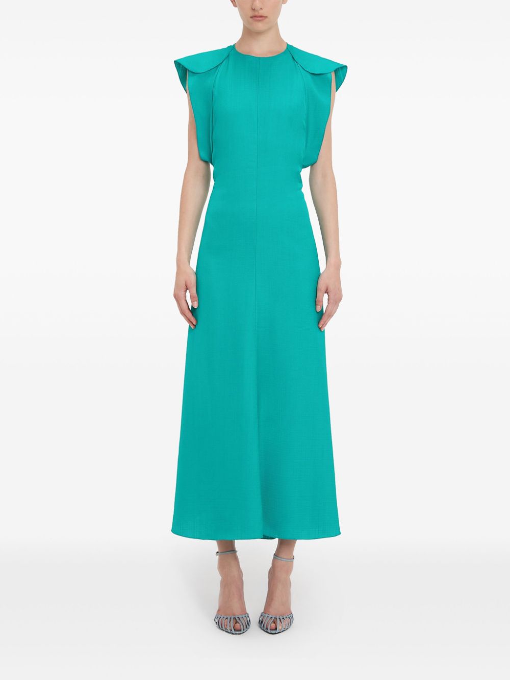 Victoria Beckham folded cap-sleeve midi dress - Blauw