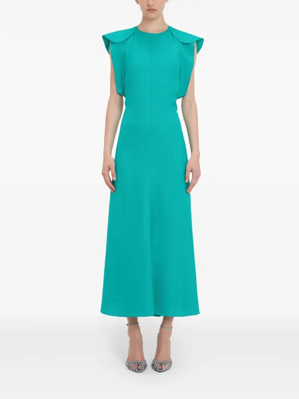 ワンピース VICTORIA VICTORIA BECKHAM Woman Dress Blue 1125WDR006142B Victoria Beckham draped-sleeve Midi Dress | Blue | FARFETCH