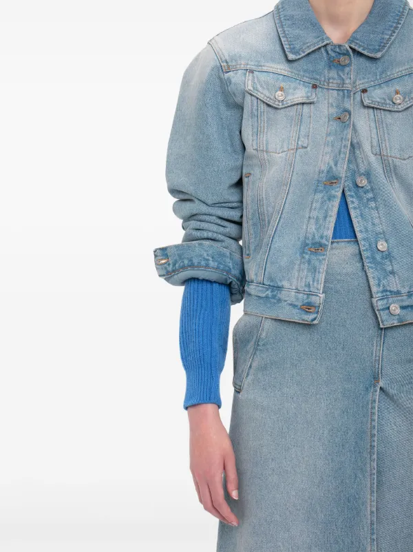 【大人気】Victoria Beckham パデッド デニムジャケット Victoria Beckham パデッド デニムジャケット | ブルー