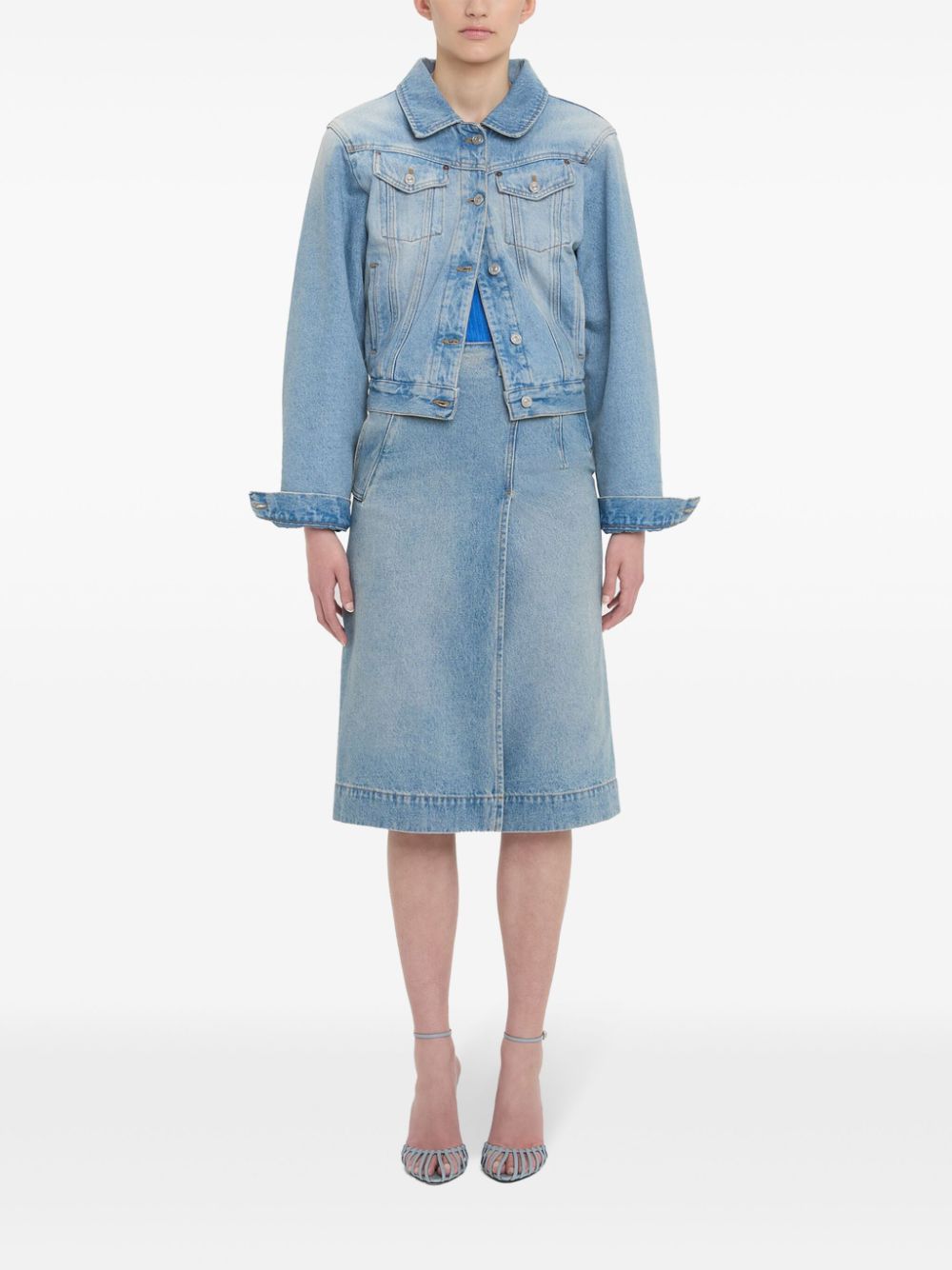 Victoria Beckham Gewatteerd denim jack - Blauw