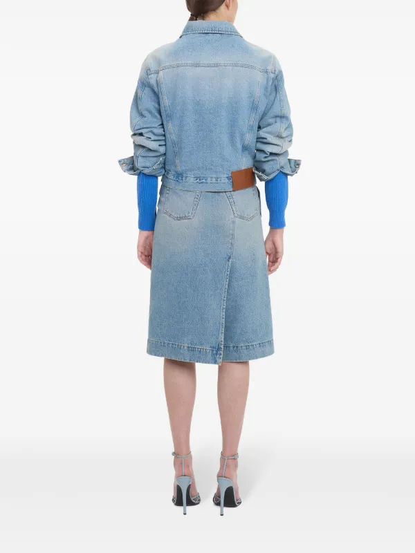 関送込*Victoria Beckham*ブルー パデッド デニムジャケット Victoria Beckham パデッド デニムジャケット | ブルー