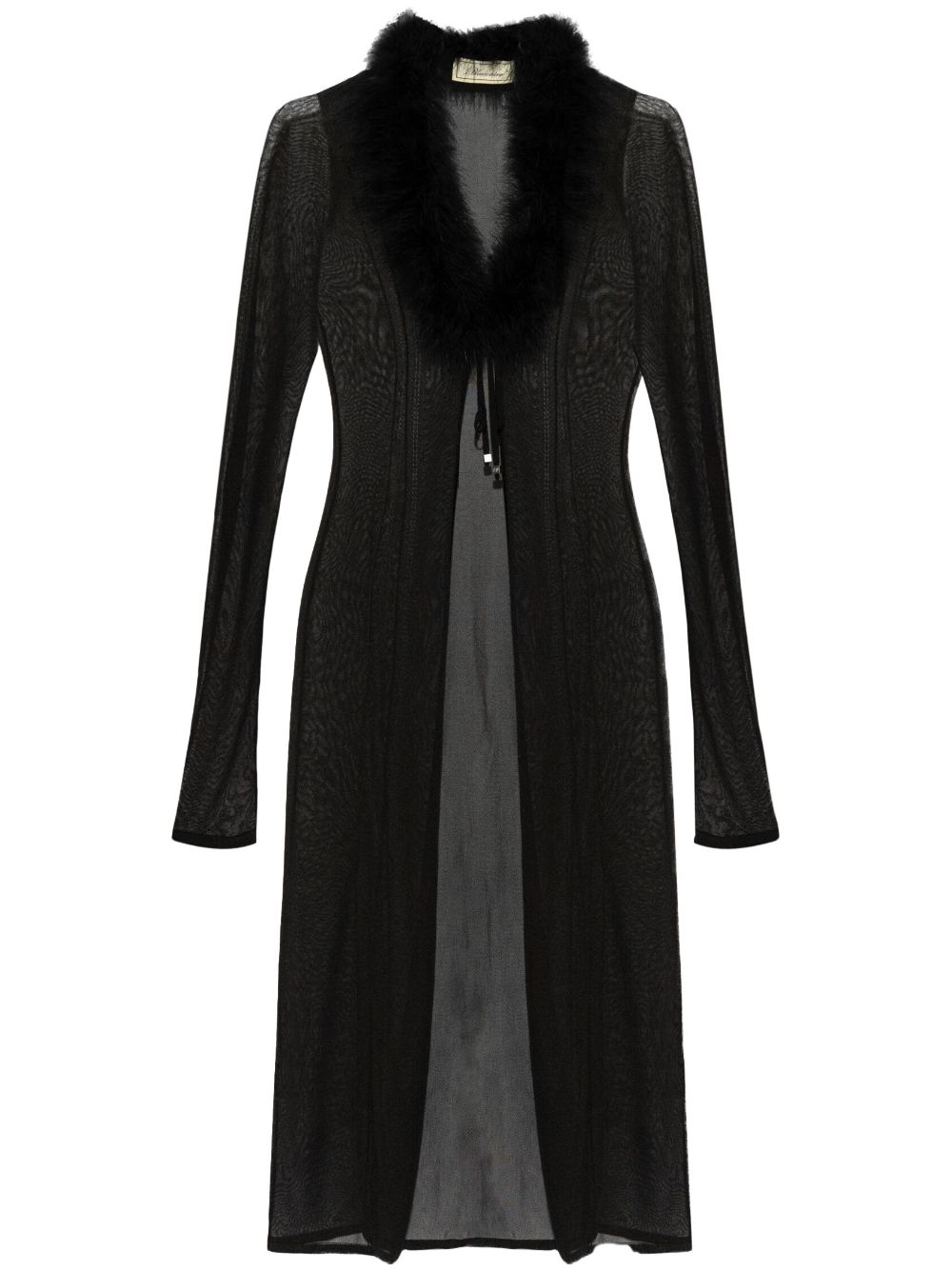 Blumarine feather-trim coat N0990 BLACK