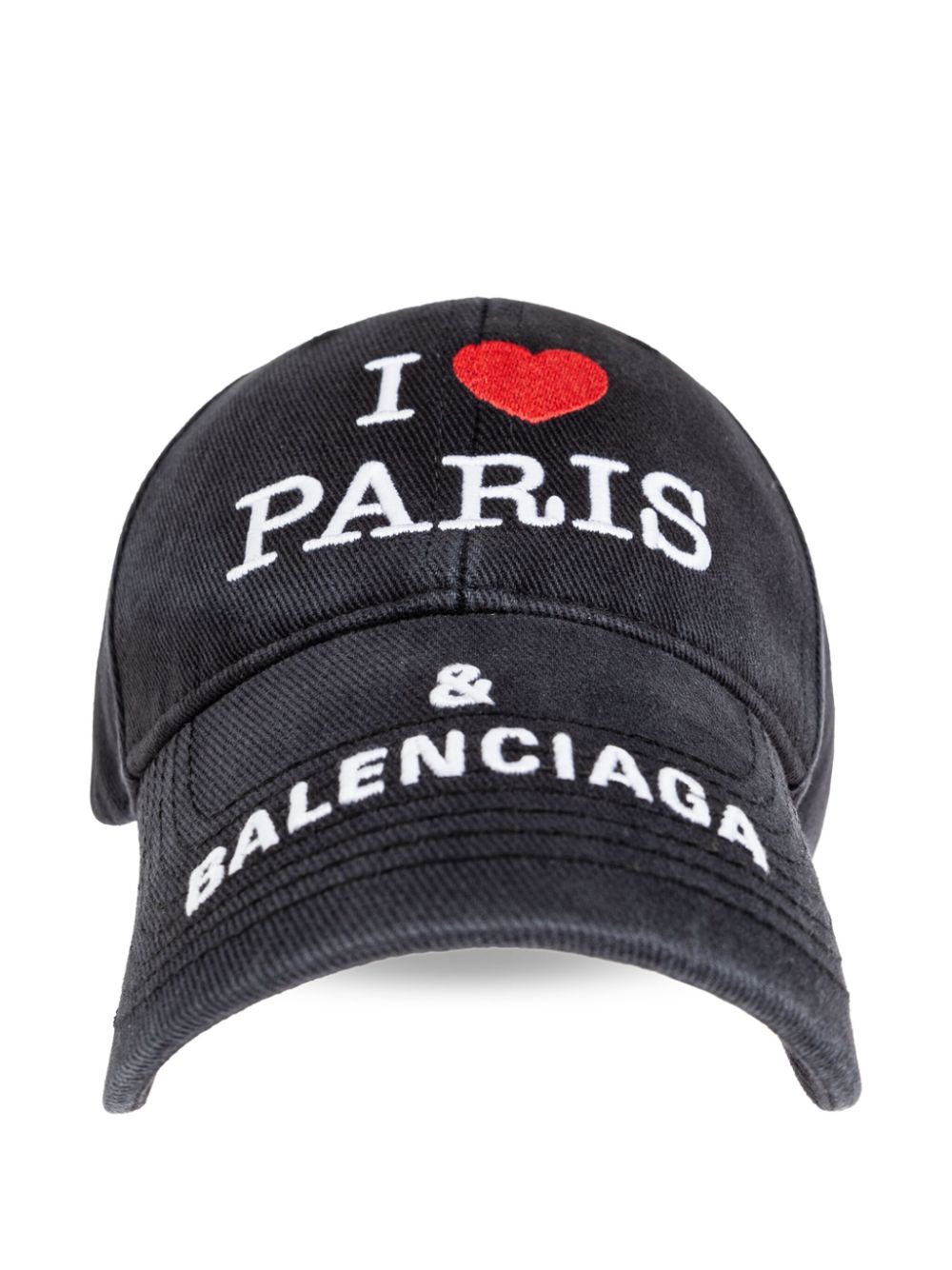 Balenciaga slogan-embroidered cap - Black