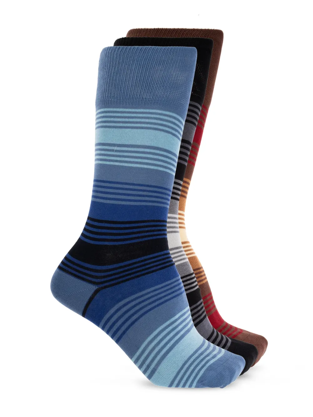 Shop Paul Smith Striped Socks (pack Of Three) In Blue